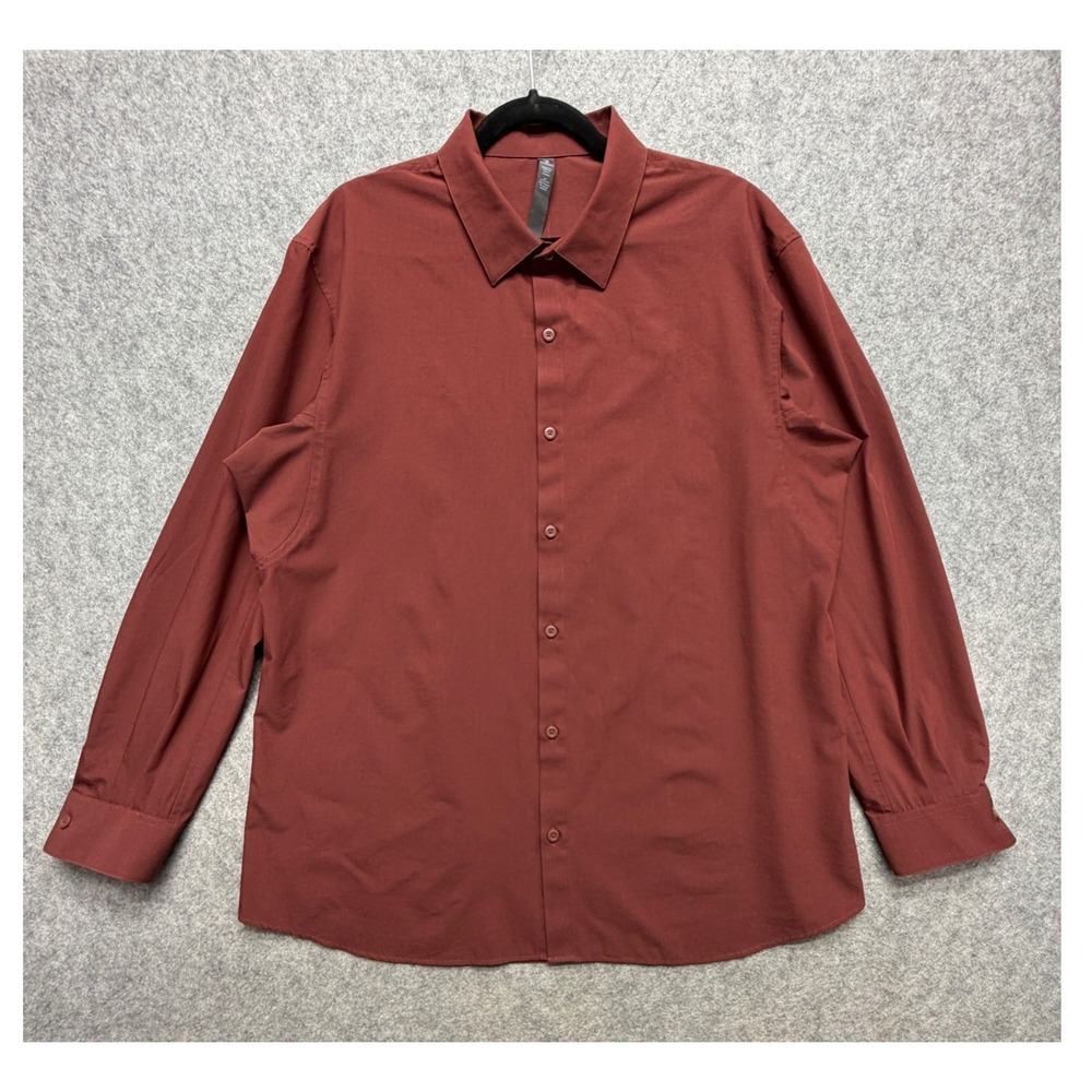 Lululemon Mens XXL Burgundy Maroon Long Sleeve Button Down Stretch Shirt P7